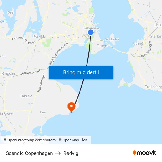 Scandic Copenhagen to Rødvig map