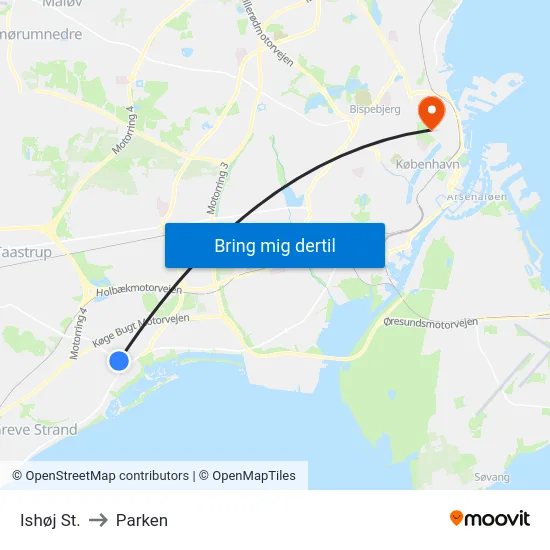 Ishøj St. to Parken map