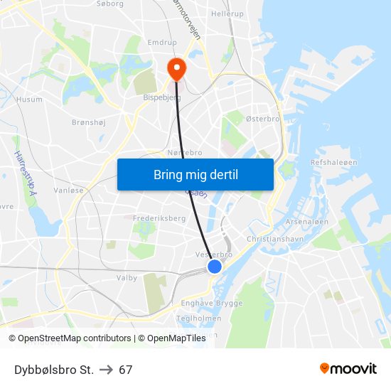 Dybbølsbro St. to 67 map