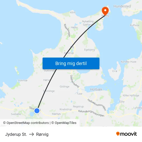 Jyderup St. to Rørvig map
