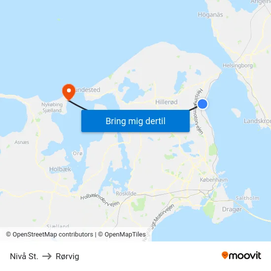 Nivå St. to Rørvig map