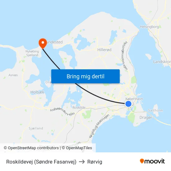 Roskildevej (Søndre Fasanvej) to Rørvig map
