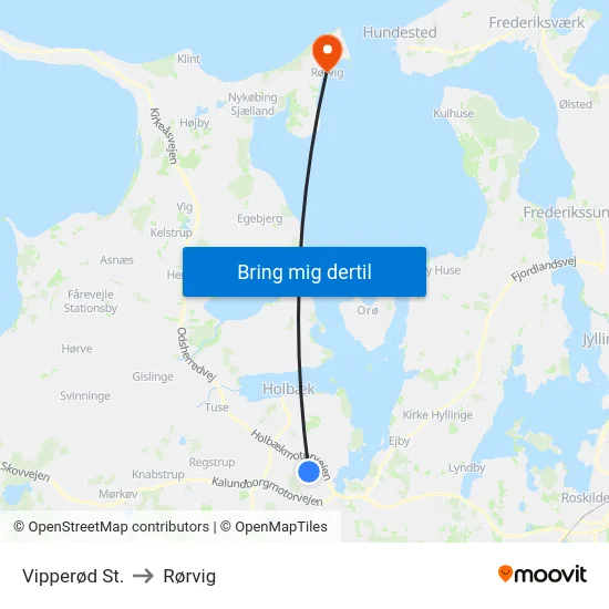Vipperød St. to Rørvig map