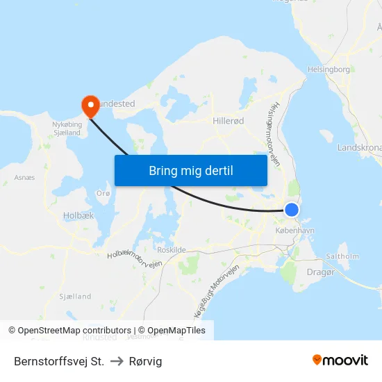 Bernstorffsvej St. to Rørvig map