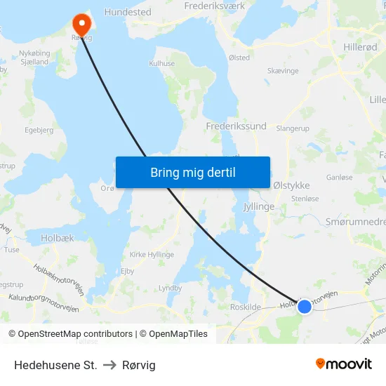 Hedehusene St. to Rørvig map