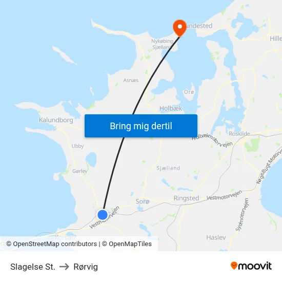 Slagelse St. to Rørvig map