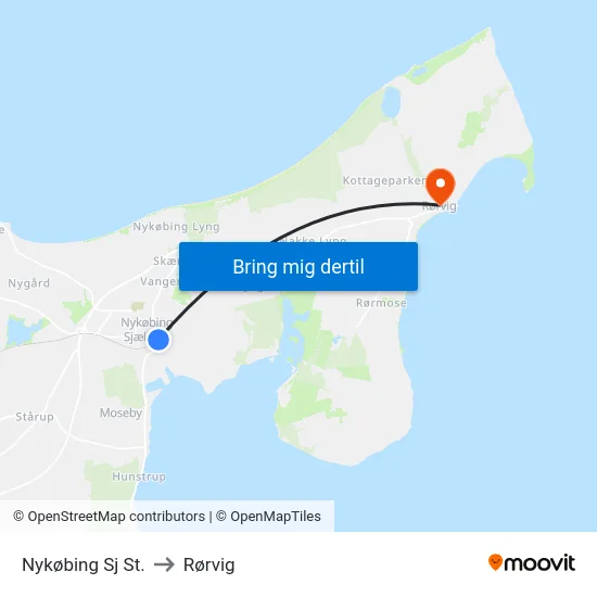 Nykøbing Sj St. to Rørvig map