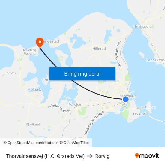 Thorvaldsensvej (H.C. Ørsteds Vej) to Rørvig map