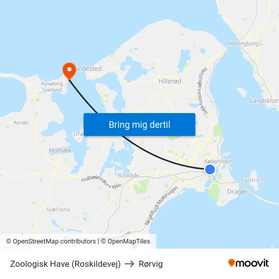 Zoologisk Have (Roskildevej) to Rørvig map