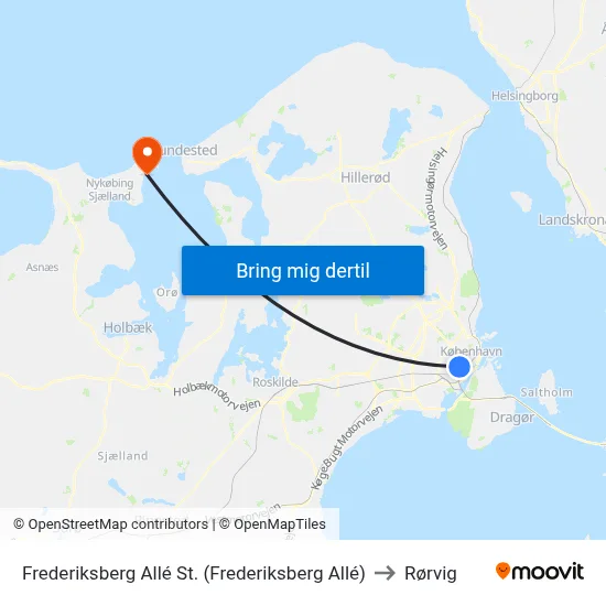 Frederiksberg Allé St. (Frederiksberg Allé) to Rørvig map