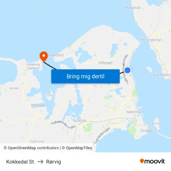 Kokkedal St. to Rørvig map
