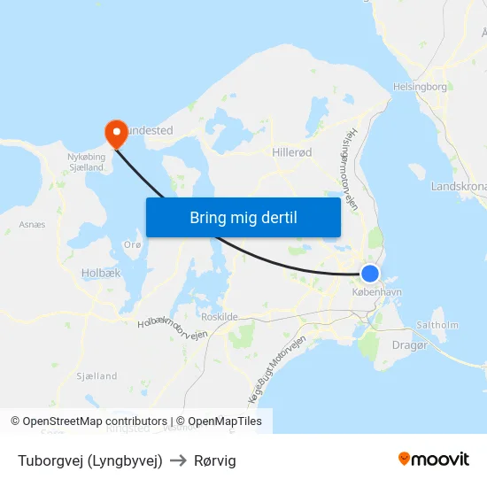Tuborgvej (Lyngbyvej) to Rørvig map