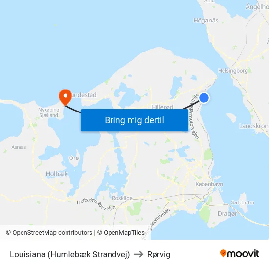 Louisiana (Humlebæk Strandvej) to Rørvig map