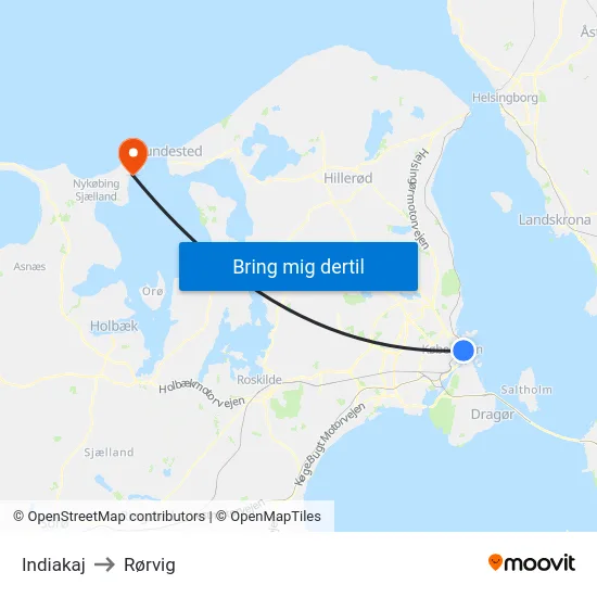 Indiakaj to Rørvig map