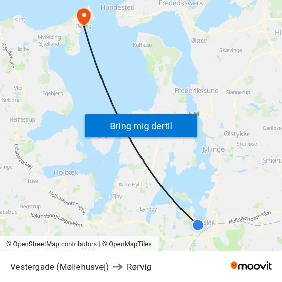 Vestergade (Møllehusvej) to Rørvig map