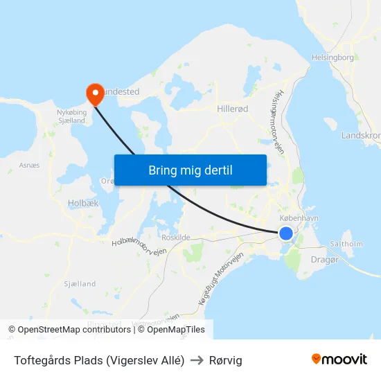 Toftegårds Plads (Vigerslev Allé) to Rørvig map