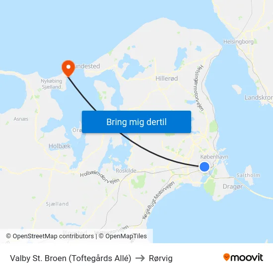Valby St. Broen (Toftegårds Allé) to Rørvig map