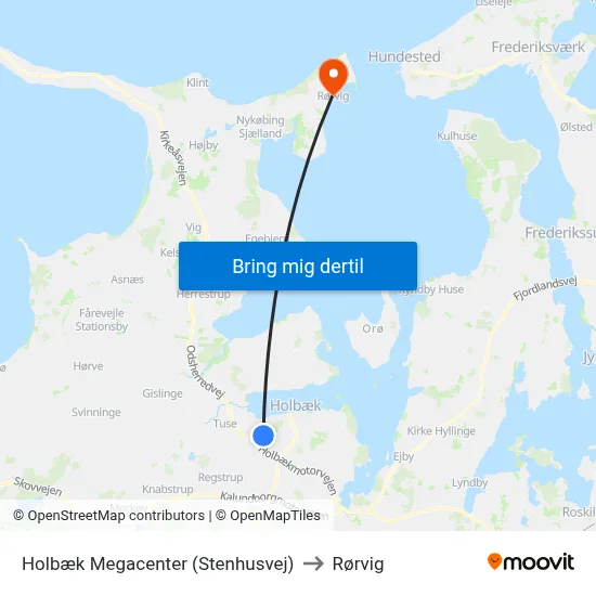 Holbæk Megacenter (Stenhusvej) to Rørvig map