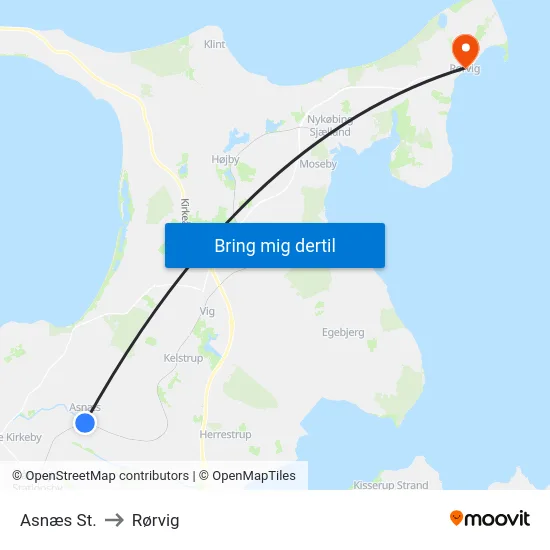 Asnæs St. to Rørvig map