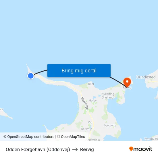 Odden Færgehavn (Oddenvej) to Rørvig map