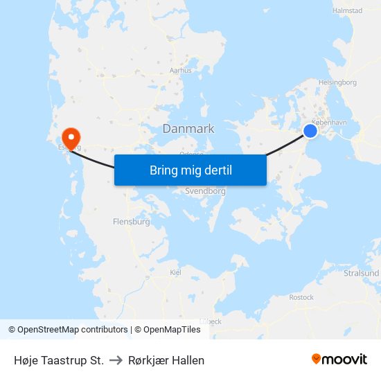 Høje Taastrup St. to Rørkjær Hallen map