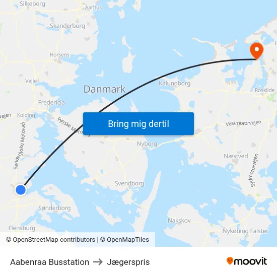 Aabenraa Busstation to Jægerspris map