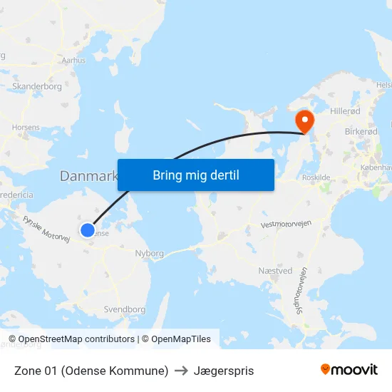Zone 01 (Odense Kommune) to Jægerspris map