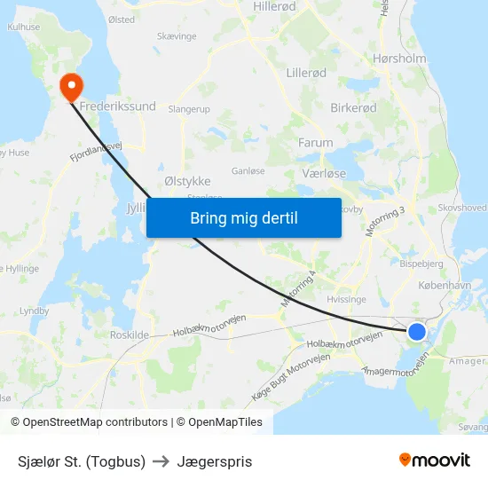 Sjælør St. (Togbus) to Jægerspris map