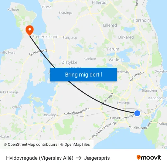 Hvidovregade (Vigerslev Allé) to Jægerspris map