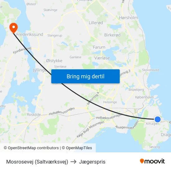 Mosrosevej (Saltværksvej) to Jægerspris map