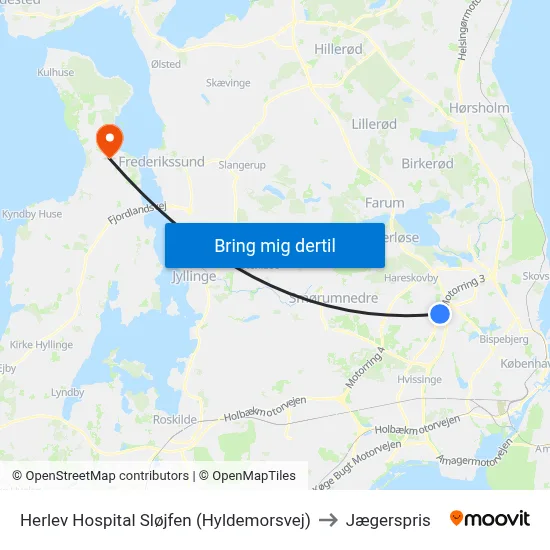 Herlev Hospital Sløjfen (Hyldemorsvej) to Jægerspris map