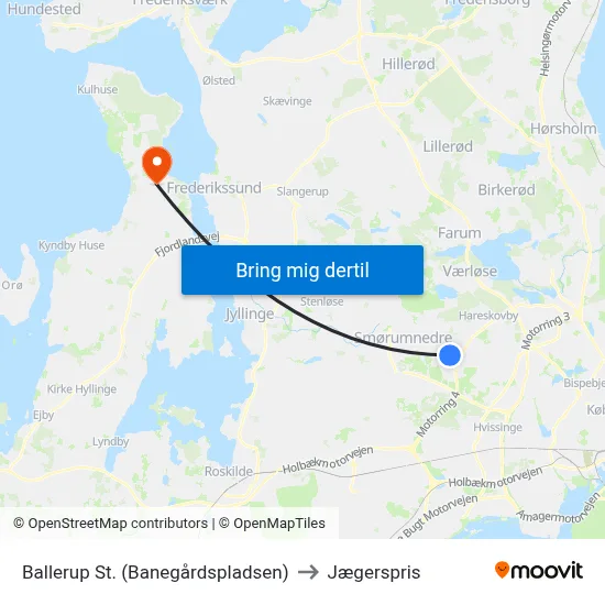 Ballerup St. (Banegårdspladsen) to Jægerspris map