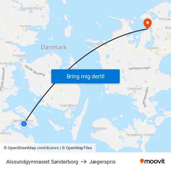 Alssundgymnasiet Sønderborg to Jægerspris map