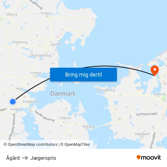 Ågård to Jægerspris map