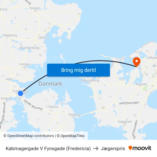 Købmagergade V Fynsgade (Fredericia) to Jægerspris map
