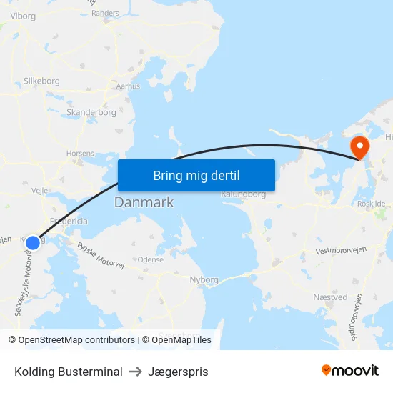Kolding Busterminal to Jægerspris map