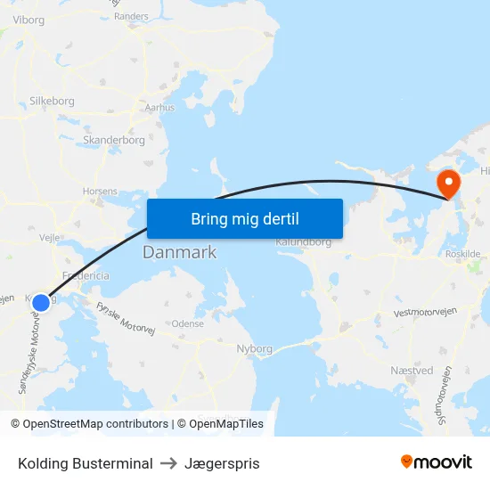 Kolding Busterminal to Jægerspris map