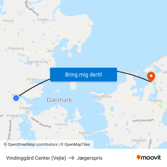 Vindinggård Center (Vejle) to Jægerspris map