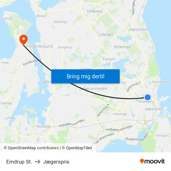 Emdrup St. to Jægerspris map