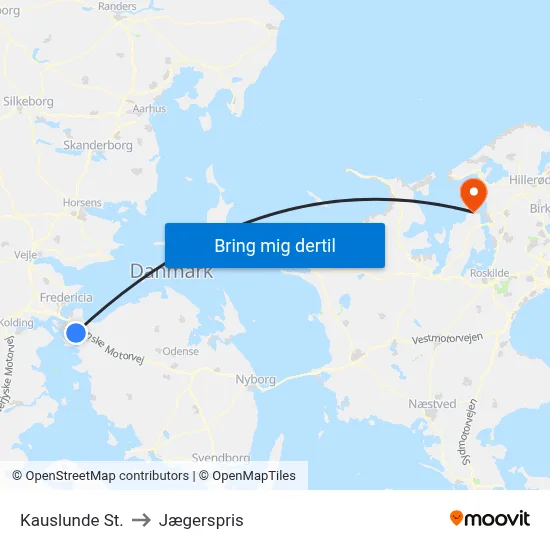 Kauslunde St. to Jægerspris map
