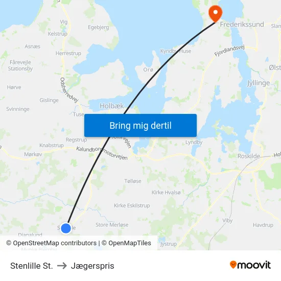 Stenlille St. to Jægerspris map