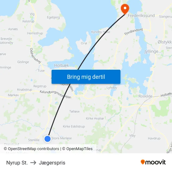 Nyrup St. to Jægerspris map