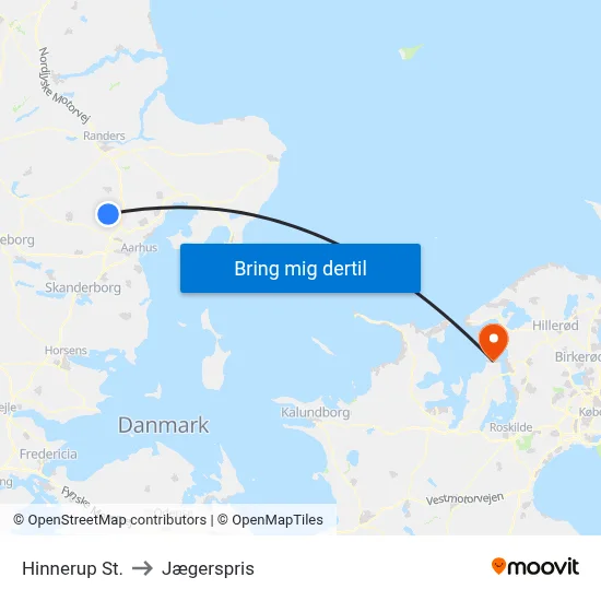 Hinnerup St. to Jægerspris map