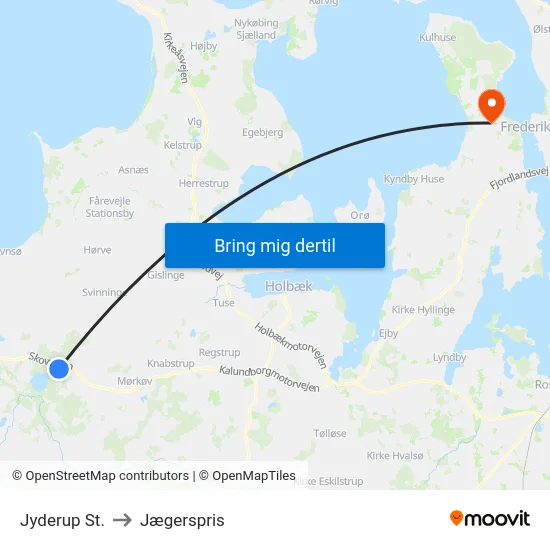 Jyderup St. to Jægerspris map