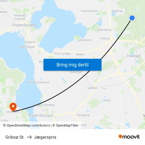 Gribsø St. to Jægerspris map
