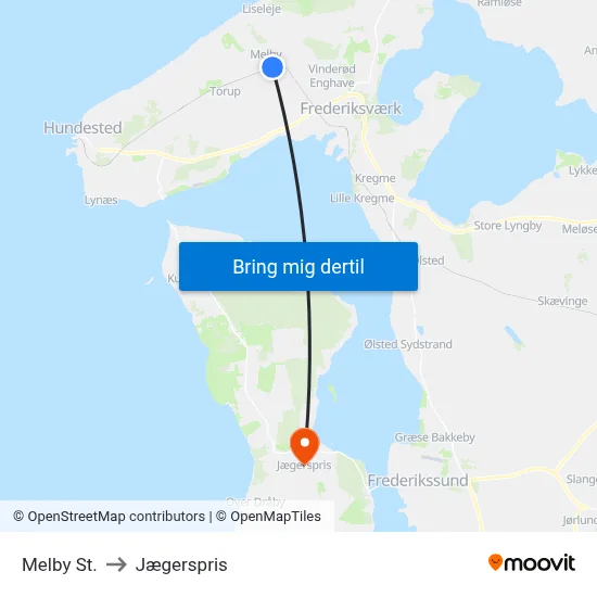 Melby St. to Jægerspris map