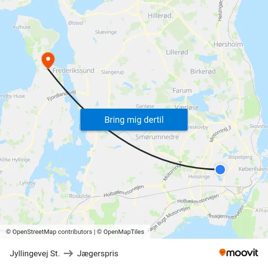Jyllingevej St. to Jægerspris map