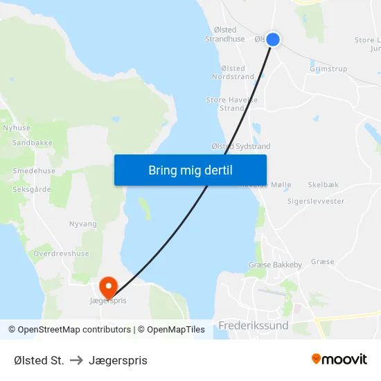 Ølsted St. to Jægerspris map