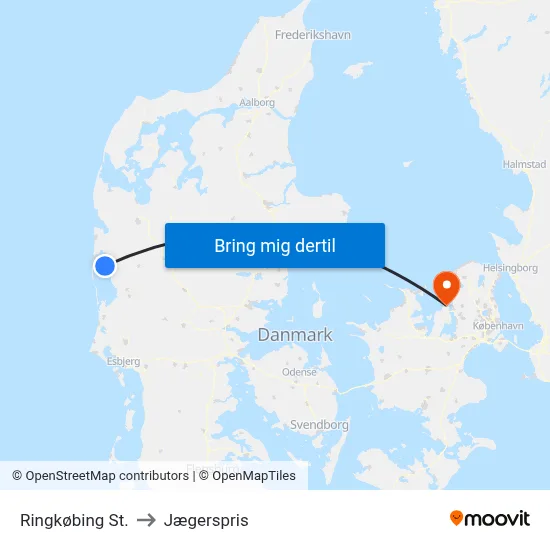 Ringkøbing St. to Jægerspris map