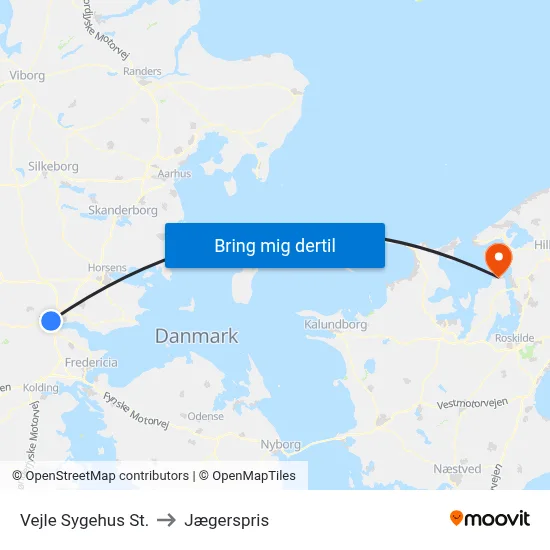 Vejle Sygehus St. to Jægerspris map